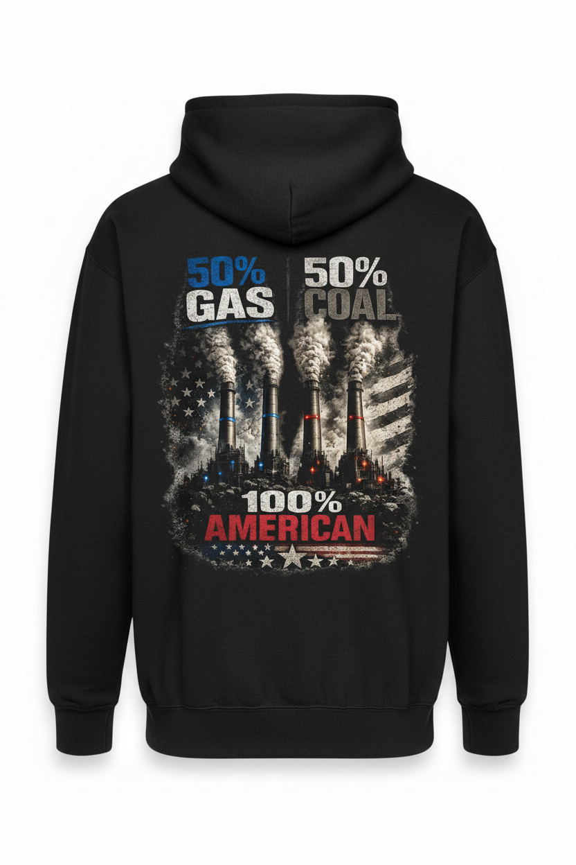 50% Gas 50% Coal 100% American Hoodie Mockup