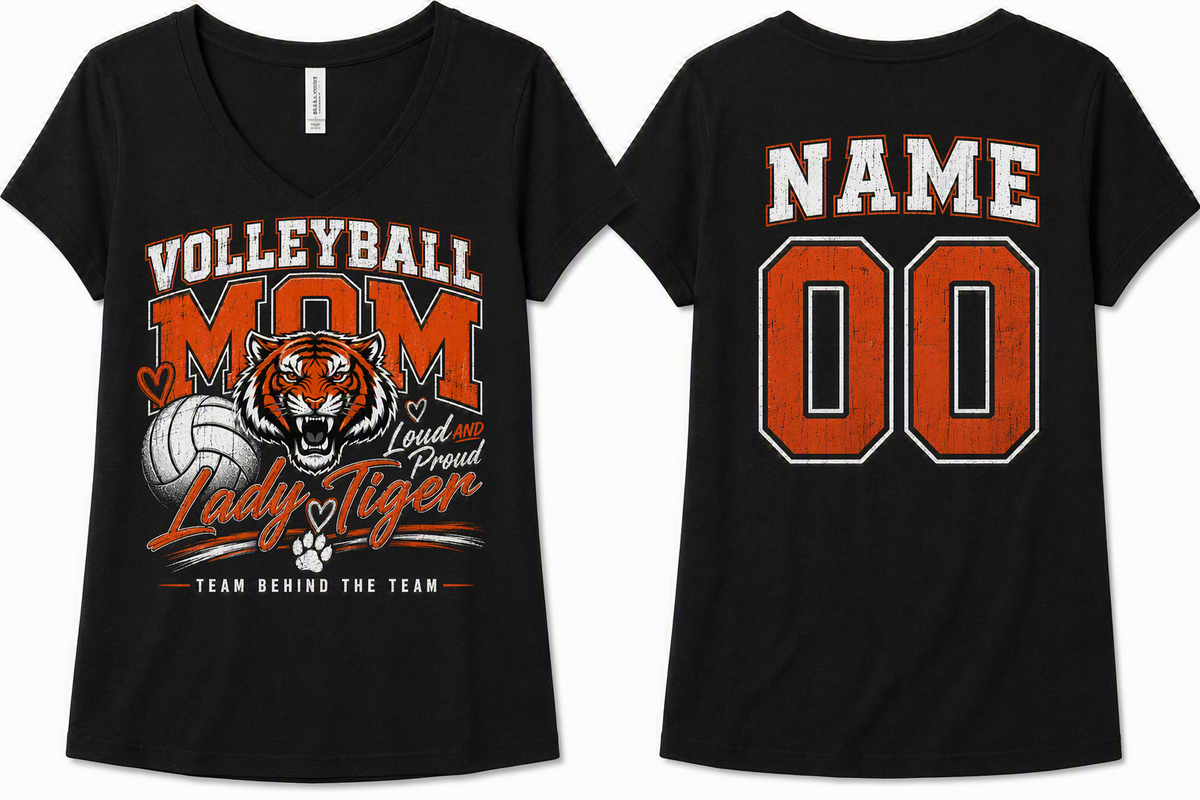 Volleyball Mom V-Neck Tee / Rock Springs Tigers