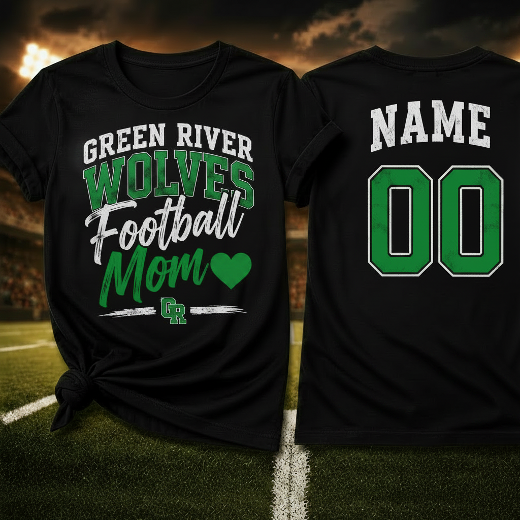 Green River Wolves Football Mom Tee - Heart Restored